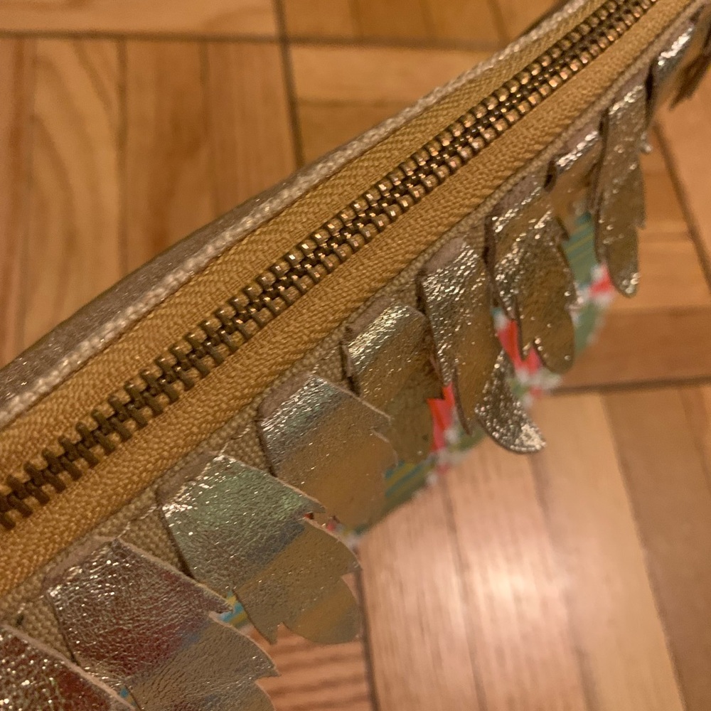 NWOT Anthropologie padded clutch with leather and beading - Picture 6 of 9